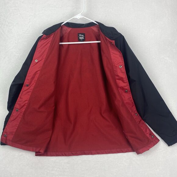 Disney Vans Mickey Mouse Windbreaker Jacket Kids Large Red Black Snap On - Picture 4 of 8